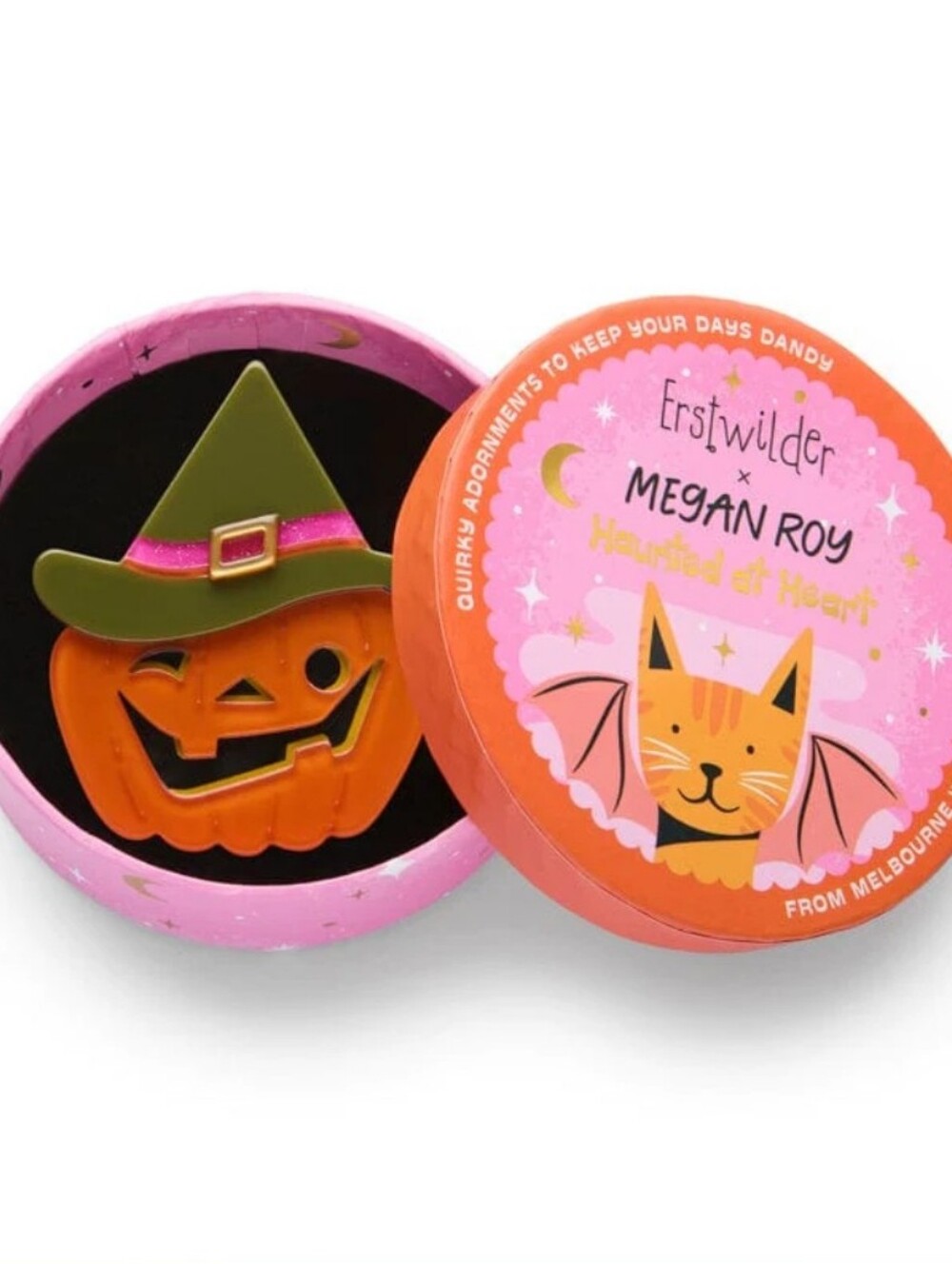 Erstwilder Megan Roy Pumpkin Brooch - Witch O'Lantern Brooch